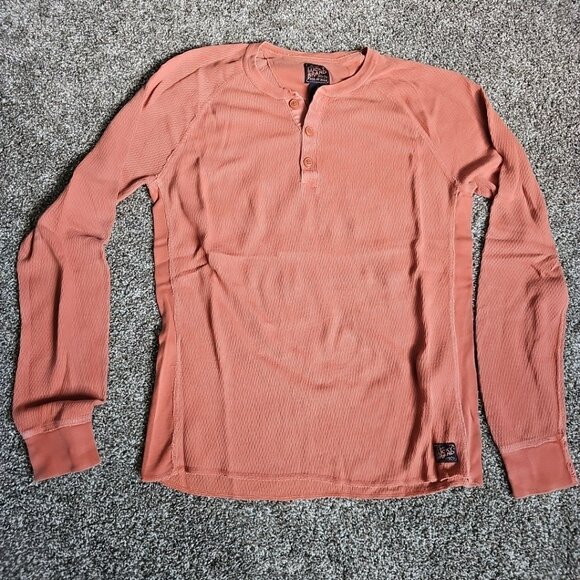 Lucky Brand Salmon Color Size Medium Cable/Waffle Knit Long Sleeve Thermal - Picture 1 of 8